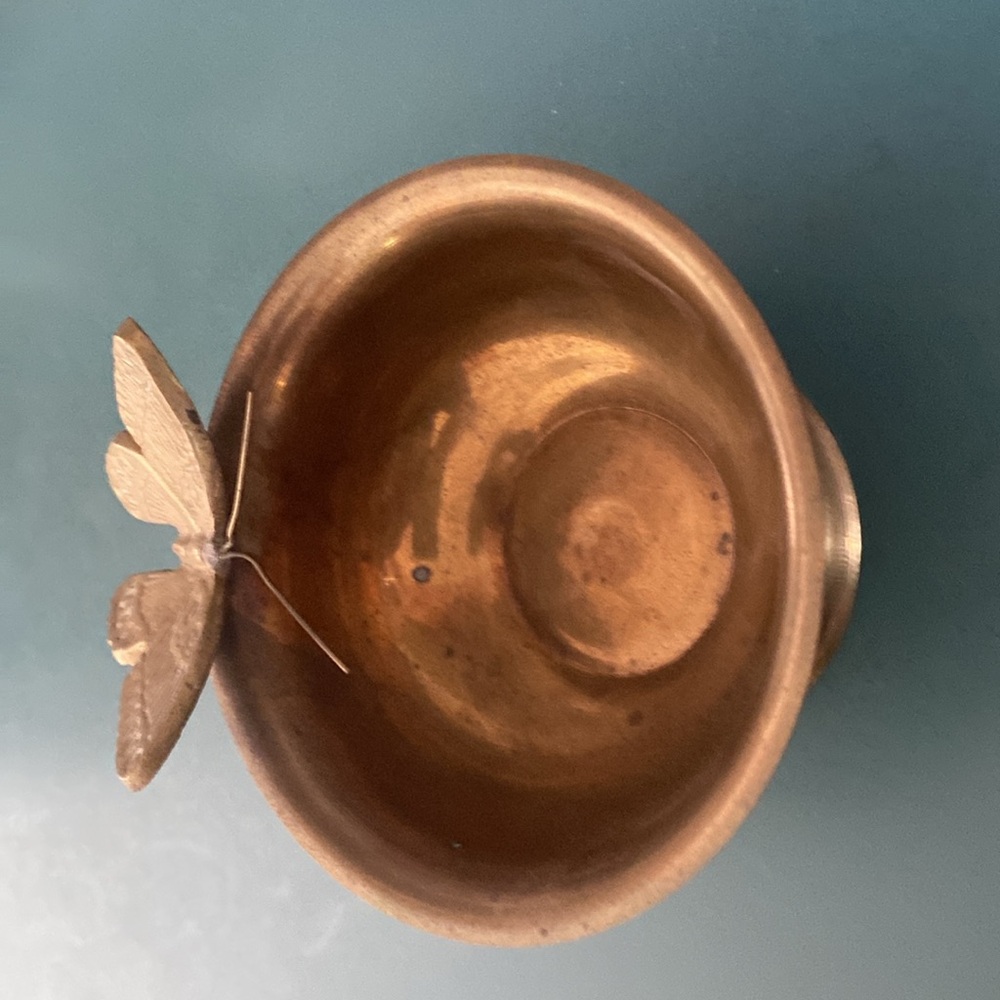 Vintage Brass Bowl With Butterfly On Rim (P2D) - Picture 3 of 4